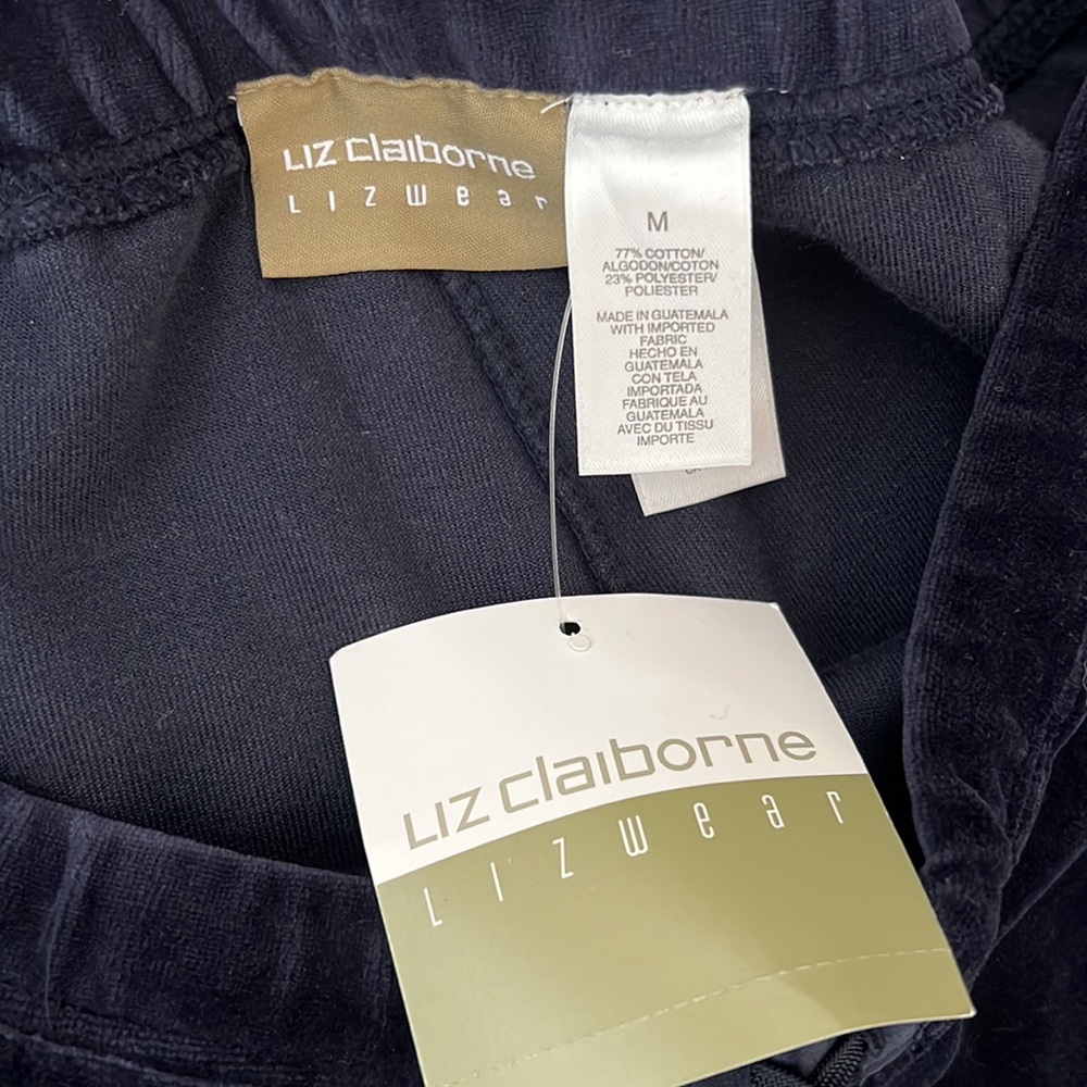 NWT Liz Claiborne Lizwear Navy Blue Lounge Pants (M) - Picture 2 of 6
